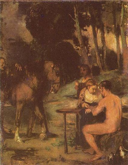 Hans von Marees Abendliche Waldszene oil painting image
